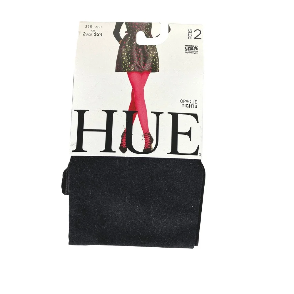 Hue Black Opaque Women's Tights Size 2 NWT Goth‎ Whimsygoth Office
